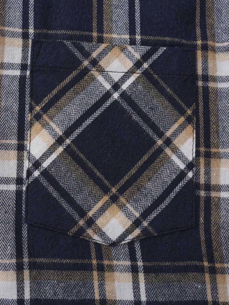 Herren Shirt Flannel Plaid Pattern Long Sleeves Casual