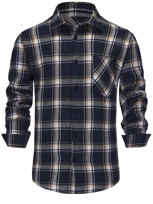 Herren Shirt Flannel Plaid Pattern Long Sleeves Casual