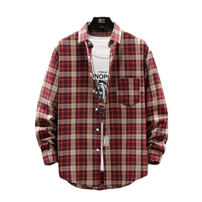 Herren Shirt Loose Casual Long Sleeves British Style
