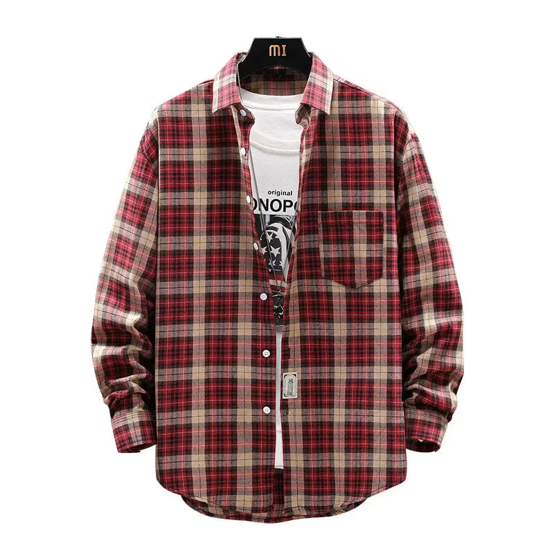 Herren Shirt Loose Casual Long Sleeves British Style