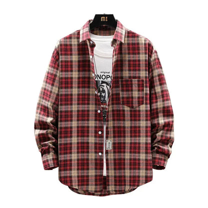 Herren Shirt Loose Casual Long Sleeves British Style