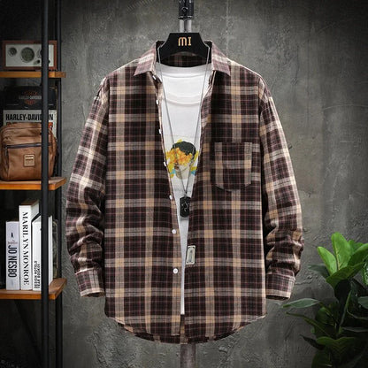 Herren Shirt Loose Casual Long Sleeves British Style