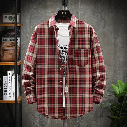 Herren Shirt Loose Casual Long Sleeves British Style