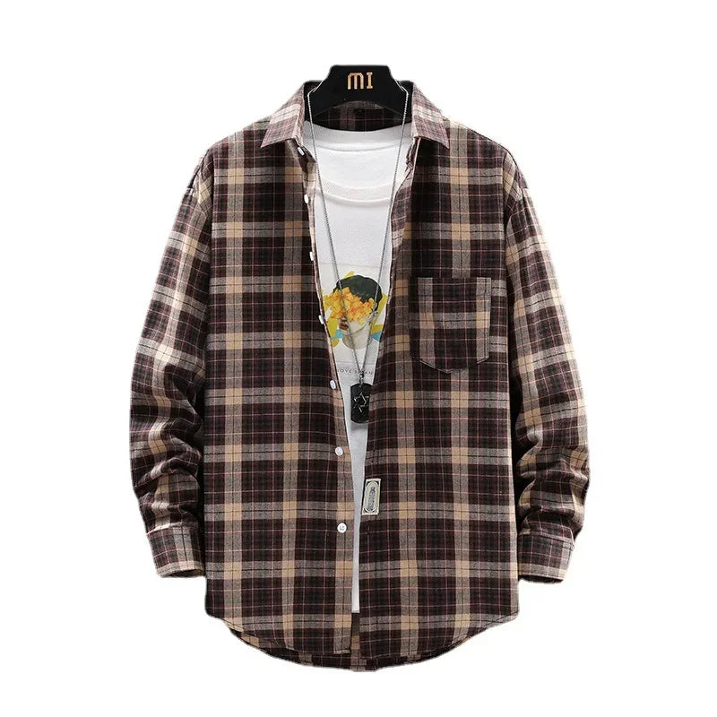 Herren Shirt Loose Casual Long Sleeves British Style