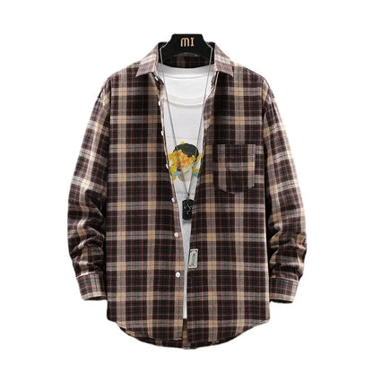 Herren Shirt Loose Casual Long Sleeves British Style