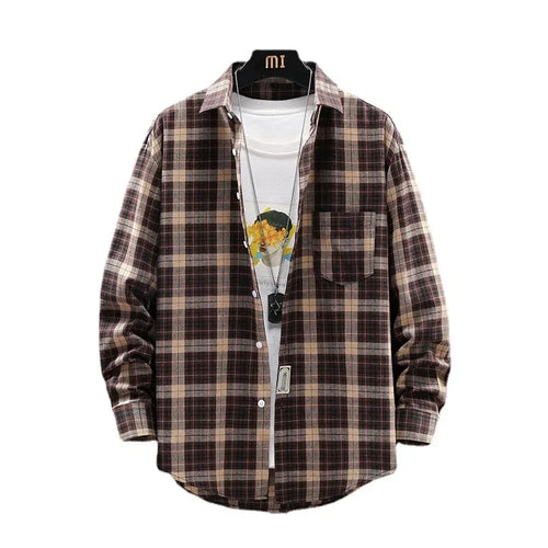 Herren Shirt Loose Casual Long Sleeves British Style