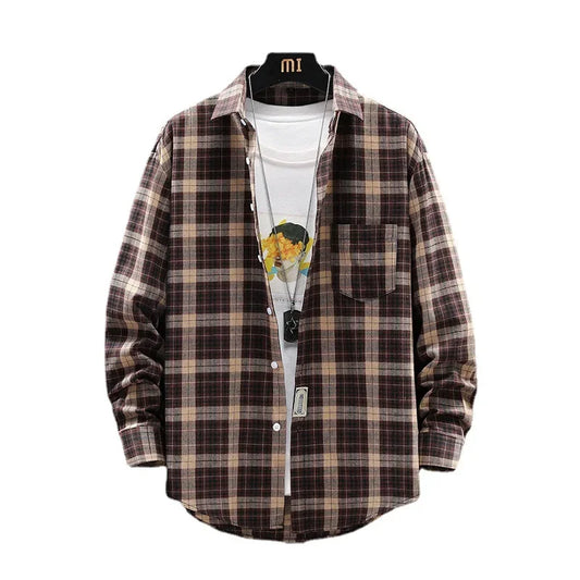 Herren Shirt Loose Casual Long Sleeves British Style