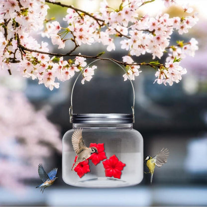 Hummingbird feeder with gate flower