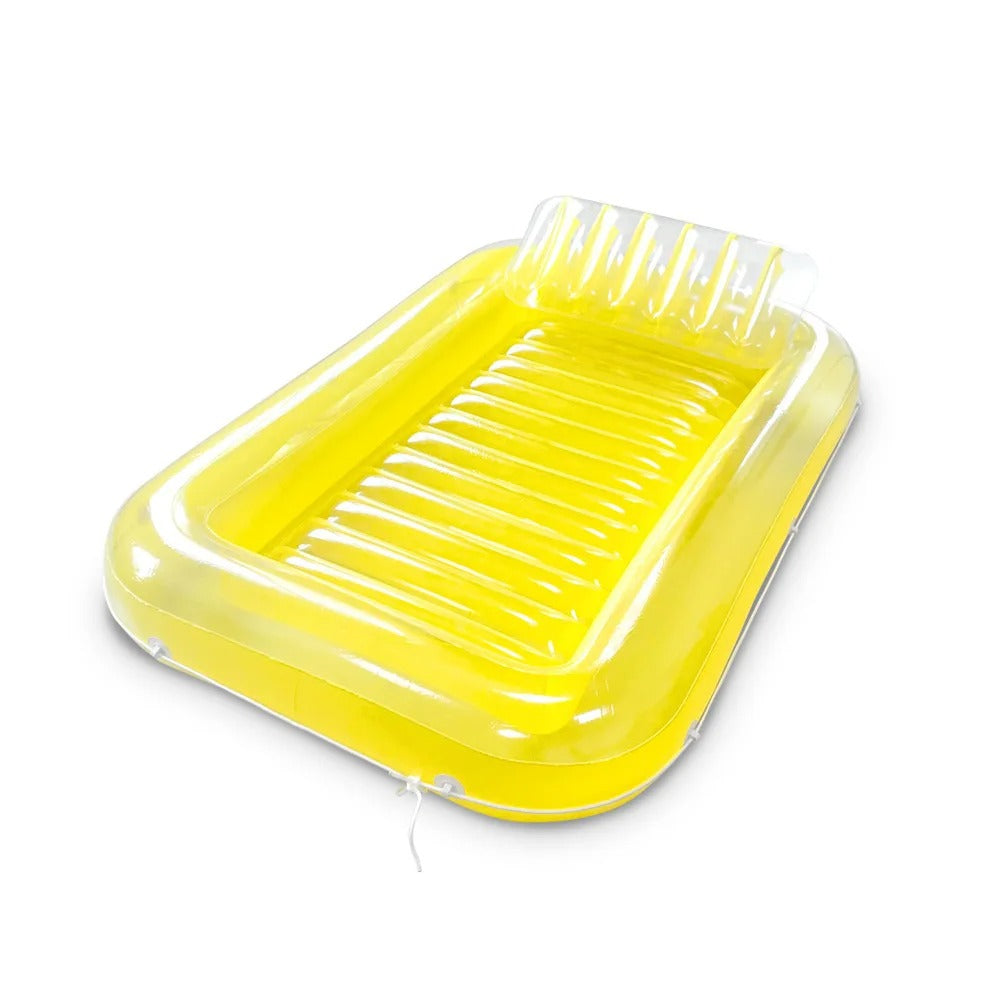 Inflatable Lounger Sunbathing PVC with Pillow and Cup Holders