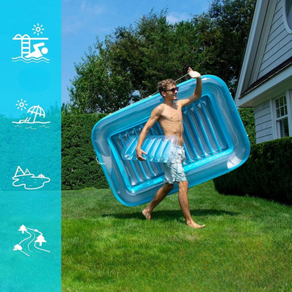Inflatable Lounger Sunbathing PVC with Pillow and Cup Holders