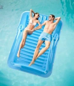 Inflatable Lounger Sunbathing PVC with Pillow and Cup Holders
