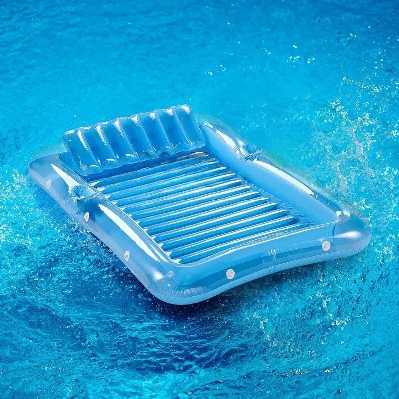 Inflatable Lounger Sunbathing PVC with Pillow and Cup Holders