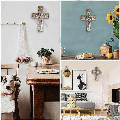 Intertwined Hearts | Carved Wooden Cross