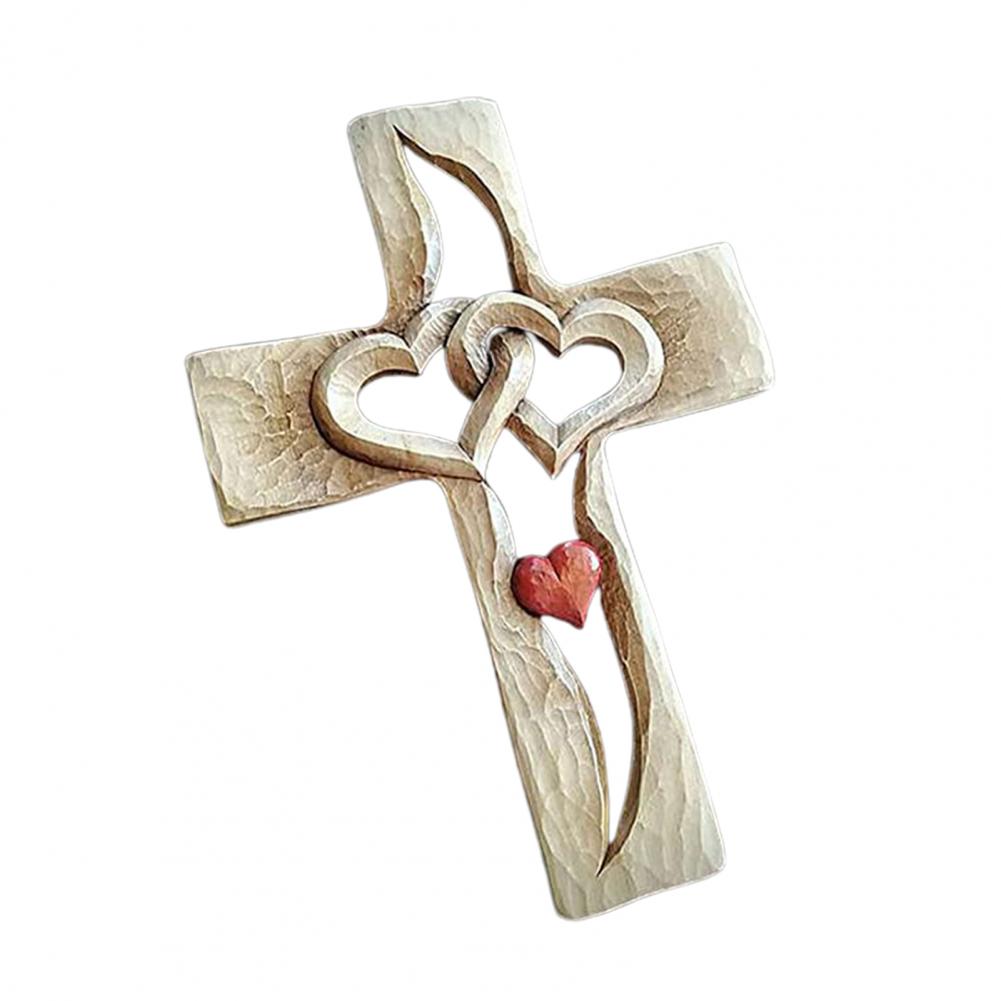 Intertwined Hearts | Carved Wooden Cross