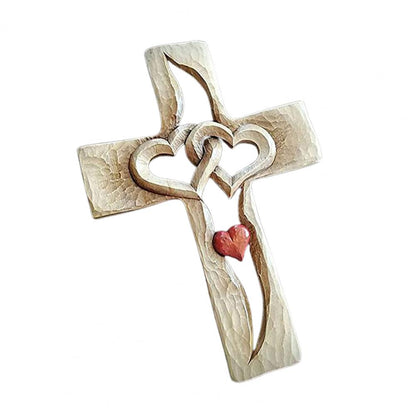 Intertwined Hearts | Carved Wooden Cross