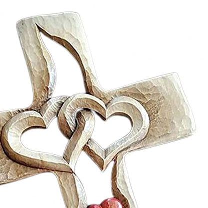 Intertwined Hearts | Carved Wooden Cross