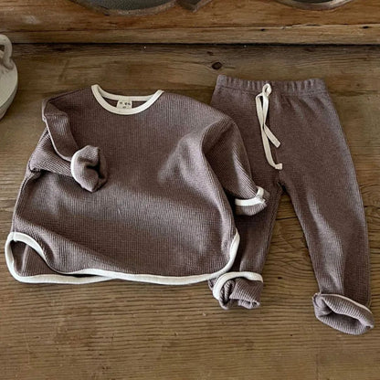 Kids Waffle Set Casual Breathable Material