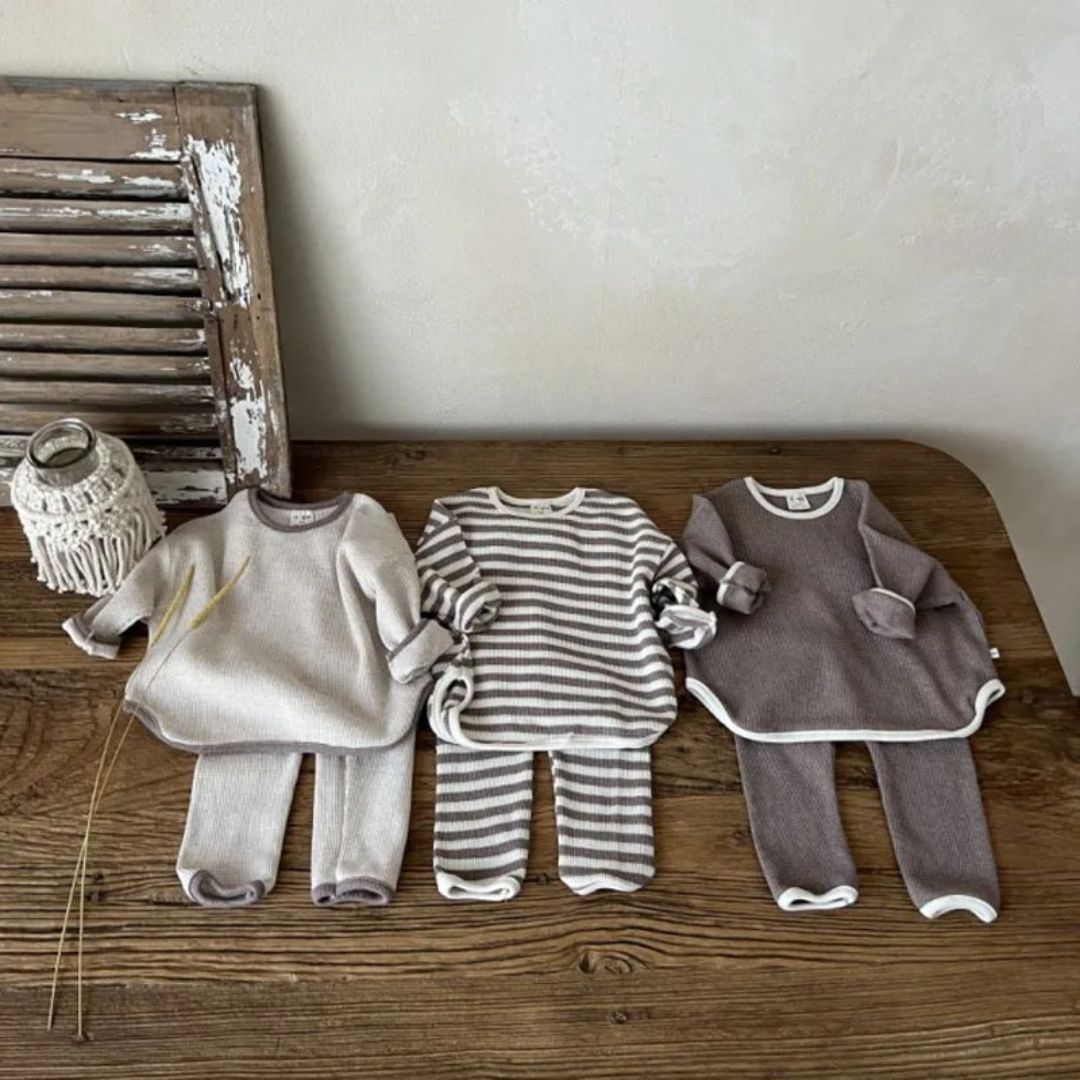Kids Waffle Set Casual Breathable Material