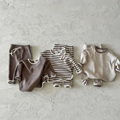 Kids Waffle Set Casual Breathable Material