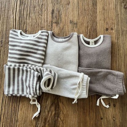 Kids Waffle Set Casual Breathable Material