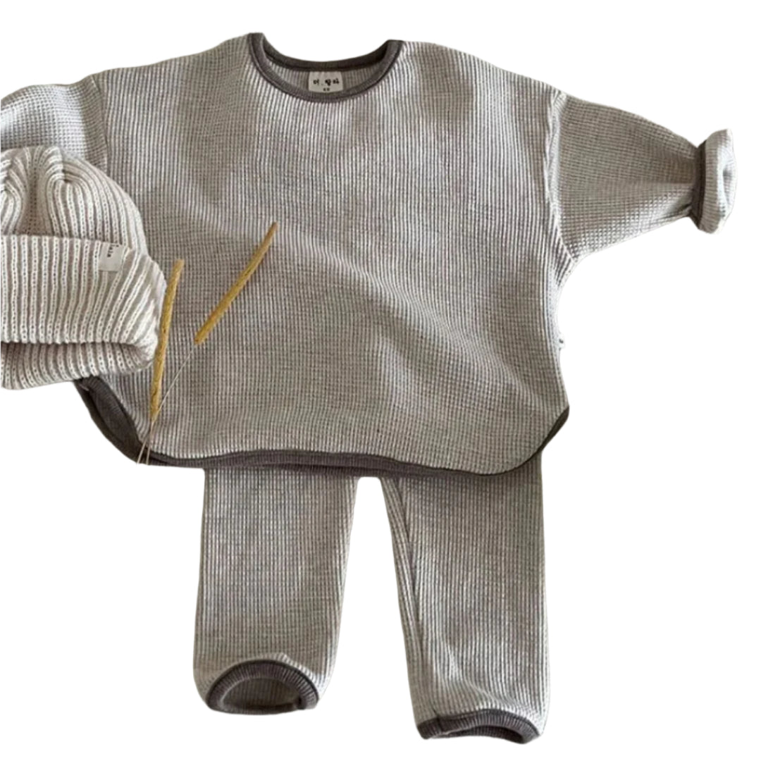 Kids Waffle Set Casual Breathable Material