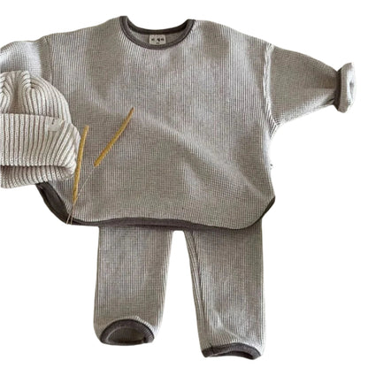 Kids Waffle Set Casual Breathable Material
