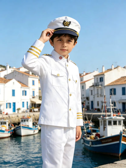 Kids Captain Costume Set Classic Maritime Style 0