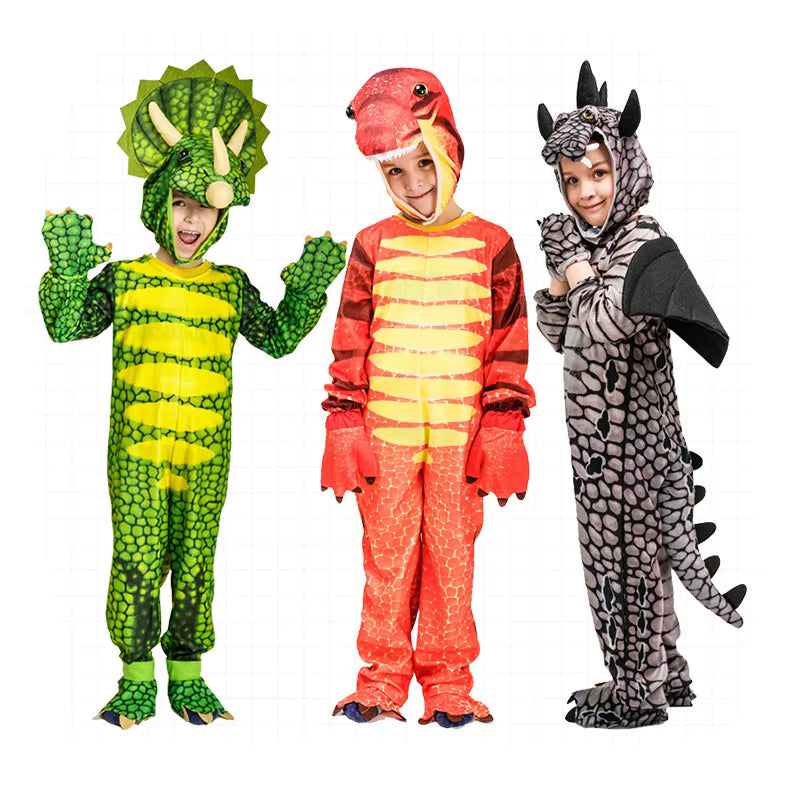 Kids Dinosaur Costume Jumpsuit with Headgear and Accessories 0