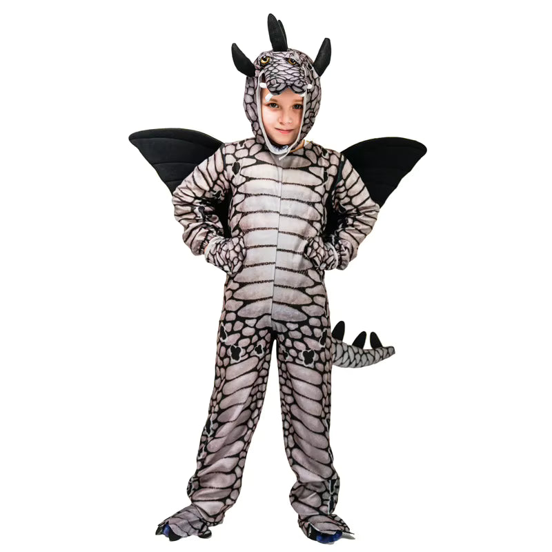 Kids Dinosaur Costume Jumpsuit with Headgear and Accessories 2