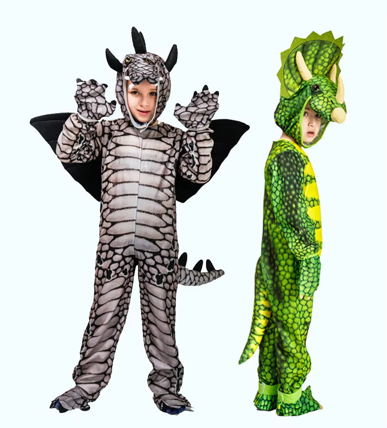 Kids Dinosaur Costume Jumpsuit with Headgear and Accessories 5