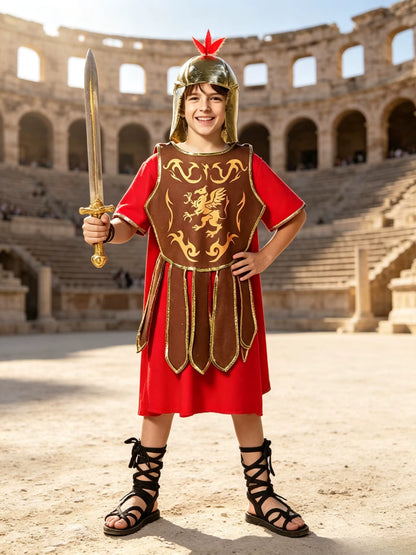 Kids Roman Warrior Costume Ancient Soldier Outfit 0