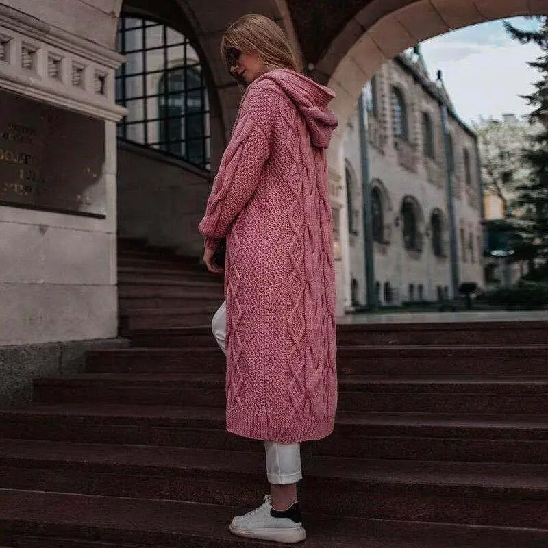 Knitted Style Women's Hooded Cardigan