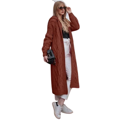 Knitted Style Women's Hooded Cardigan