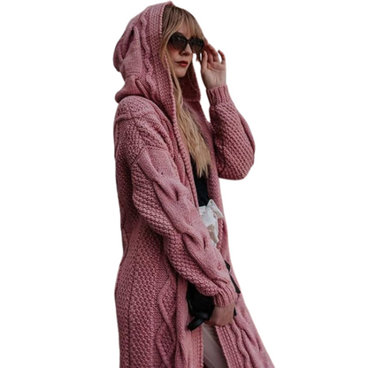 Knitted Style Women's Hooded Cardigan
