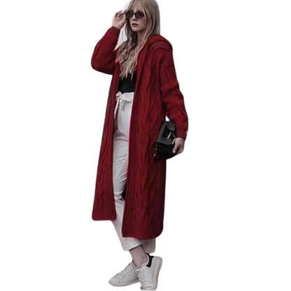 Knitted Style Women's Hooded Cardigan