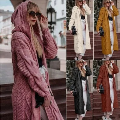 Knitted Style Women's Hooded Cardigan