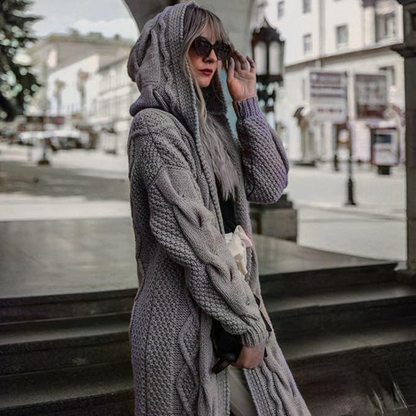 Knitted Style Women's Hooded Cardigan
