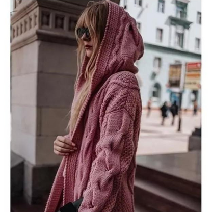 Knitted Style Women's Hooded Cardigan