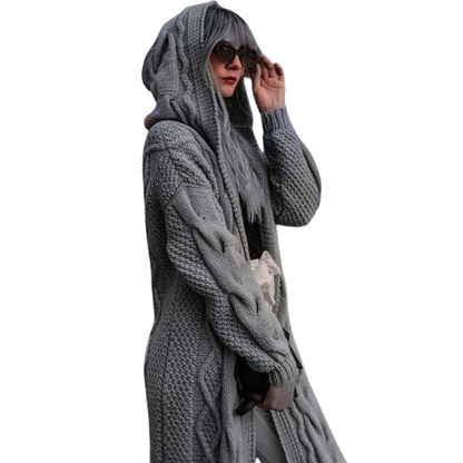 Knitted Style Women's Hooded Cardigan
