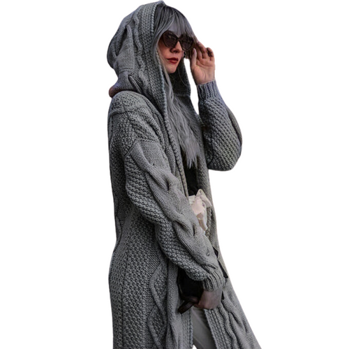 Knitted Style Women's Hooded Cardigan