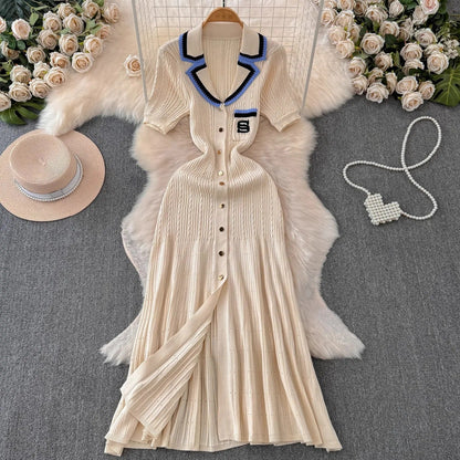 Knitted long shirt dress for women