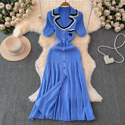 Knitted long shirt dress for women