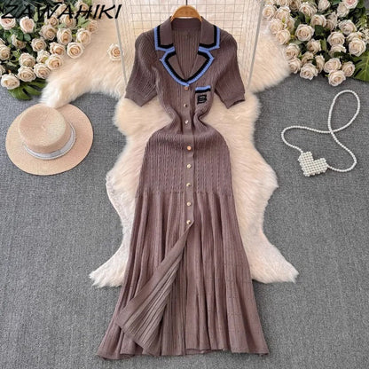 Knitted long shirt dress for women