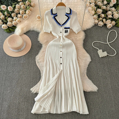 Knitted long shirt dress for women