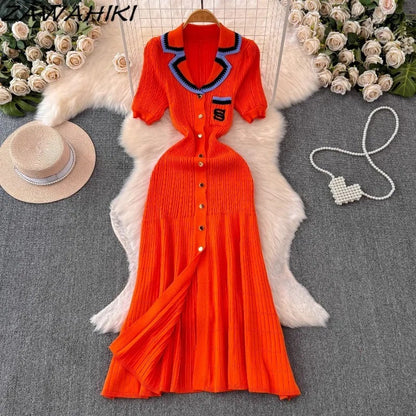 Knitted long shirt dress for women
