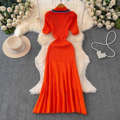 Knitted long shirt dress for women