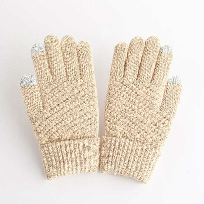 Knitted winter gloves for ladies