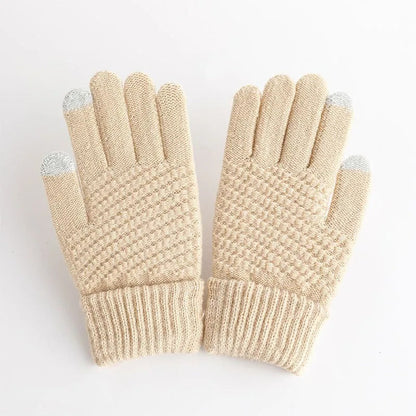Knitted winter gloves for ladies