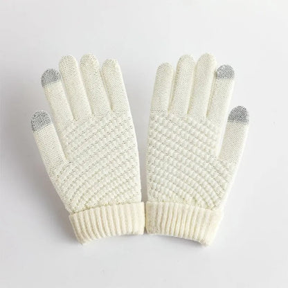 Knitted winter gloves for ladies