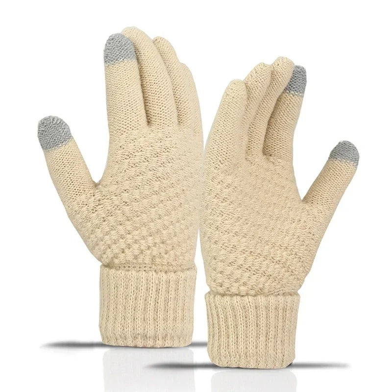 Knitted winter gloves for ladies